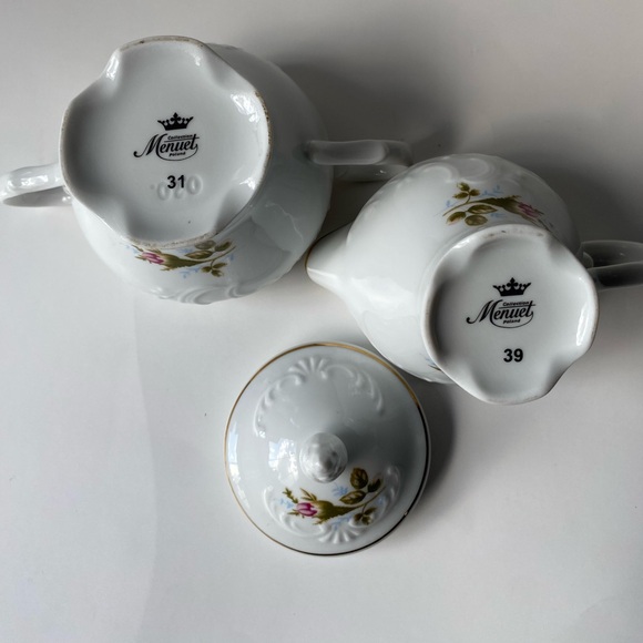 Vintage Manuet Poland - Vienna Rose Sugar Bowl & Creamer - Picture 2 of 11